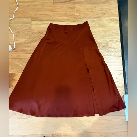 Banana Republic COWL-NECK TOP MAXI SLIP SKIRT SLIT Burnt Carmel - Picture 4 of 5